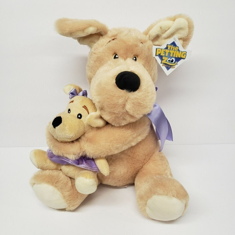 The Petting Zoo 12" Puppy Dog with Baby Tan 2018 Stuffed Animal Plush
